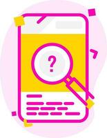 Online Question Search from Smartphone on pink and yellow Abstract Background for Learning or Study concept. vector