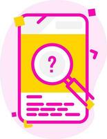 Online Question Search from Smartphone on pink and yellow Abstract Background for Learning or Study concept. vector