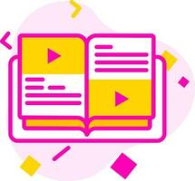 Open E-book on pink and yellow Abstract Background in Flat Style. vector