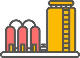 Chemical plant icon in red and yellow color. vector