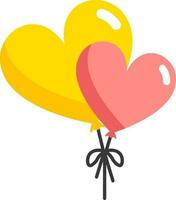 Heart balloons icon in red and yellow color. vector