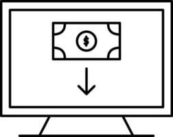 escritorio icono con Nota para en línea pago concepto. vector