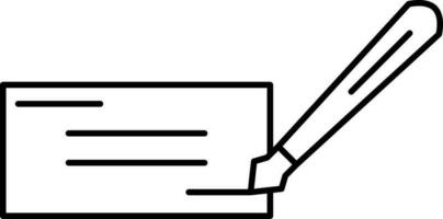 Thin line stroke icon of cheque with pen. vector