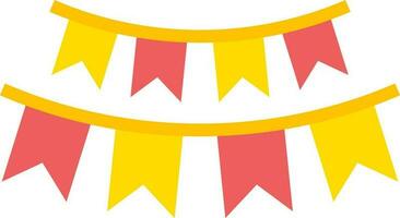 Bunting flag icon in red and yellow color. vector