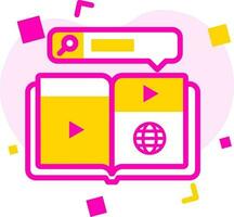 Online Study or Learning E-book on pink and yellow color Abstract Background. vector