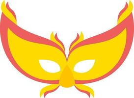 Yellow and red masquerade mask icon in flat style. vector