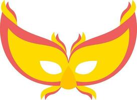 Yellow and red masquerade mask icon in flat style. vector