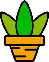 Orange and green aloe vera plant icon in flat style. vector