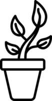 Line art illustration of leaves plant icon. vector