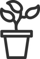 Plant icon in black line art. vector