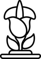 Line art calla lily flower icon in flat style. vector