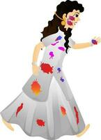 Cute little girl wearing color  splatter clothes for the occasion of Holi festival. vector