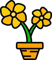 Vector illustration of flower plant icon in orange color.