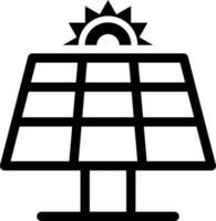 Solar panel icon in black line art. vector