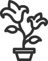 Line art flower plant icon in flat style. vector