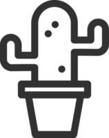 Line art cactus icon in flat style. vector