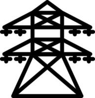 Power line icon in black line art. vector