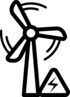 Wind power icon in black line art. vector