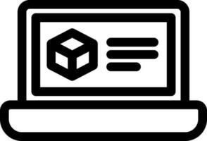 Cube or block on laptop screen icon in line art. vector