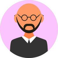 Illustration of Bald Man Wearing Eyeglasses icon. vector