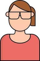 Faceless Girl character wearing eyeglasses icon. vector