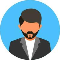 Beard Man Character icon in flat style. vector