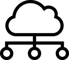 Black line art illustration of cloud computing icon. vector