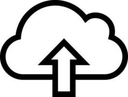 Cloud upload icon in thin line art. vector