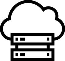 Cloud with server icon in black line art. vector