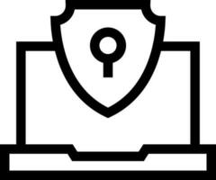 Laptop lock icon in line art. vector