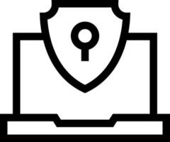 Laptop lock icon in line art. vector