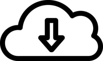 Cloud download icon in line art. vector