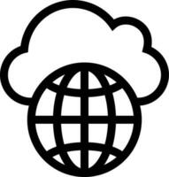 Line art global cloud icon in flat style. vector