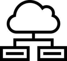 Cloud computing icon in line art. vector