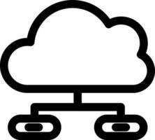 Line art Cloud Computing icon in flat style. vector