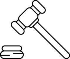 Line art illustration of judge gavel icon. vector