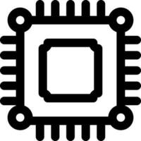 Line art Microchip icon in flat style. vector