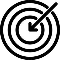 Dartboard with arrow icon in line art. vector