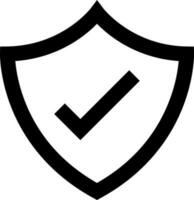 illustration of security approved shield icon in line art. vector