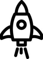 Line art rocket icon in flat style. vector