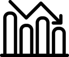 Bar graph with arrow icon in black line art. vector