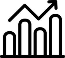 Bar graph with arrow icon in line art. vector