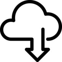 Cloud computing download icon in line art. vector