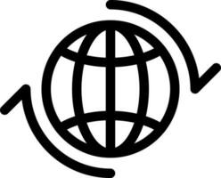 Black line art illustration of globe icon. vector