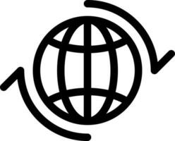 Black line art illustration of globe icon. vector