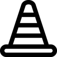 Isolated traffic cone icon in line art. vector