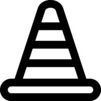 Isolated traffic cone icon in line art. vector