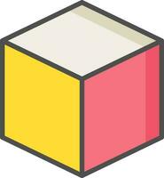 vistoso cubo o caja icono en plano estilo. vector