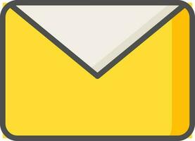 correo o sobre icono en blanco y amarillo color. vector