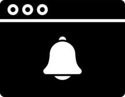 Notification bell on browser window icon. vector